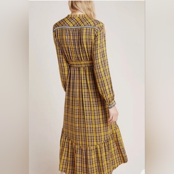 Anthropologie Yellow Plaid Long Sleeve Dress - Picture 2 of 9